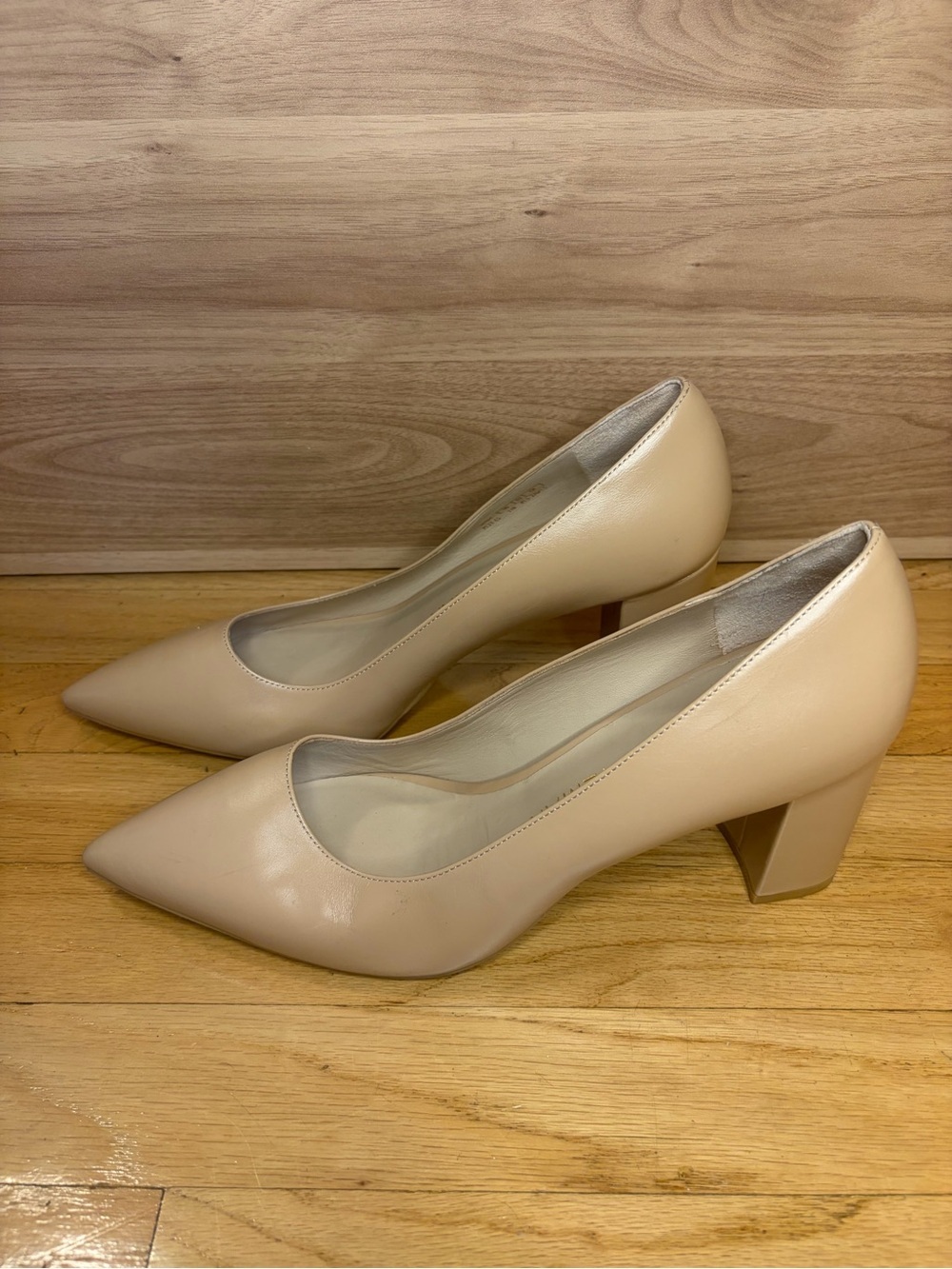 Stuart Weitzman Linsi 75 Block Pumps in Nude - Size 11
